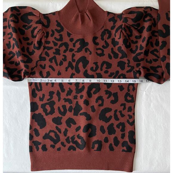New 525 Leopard Mock Neck Pullover in Cinnamon Multi Women's Size M - Picture 11 of 12